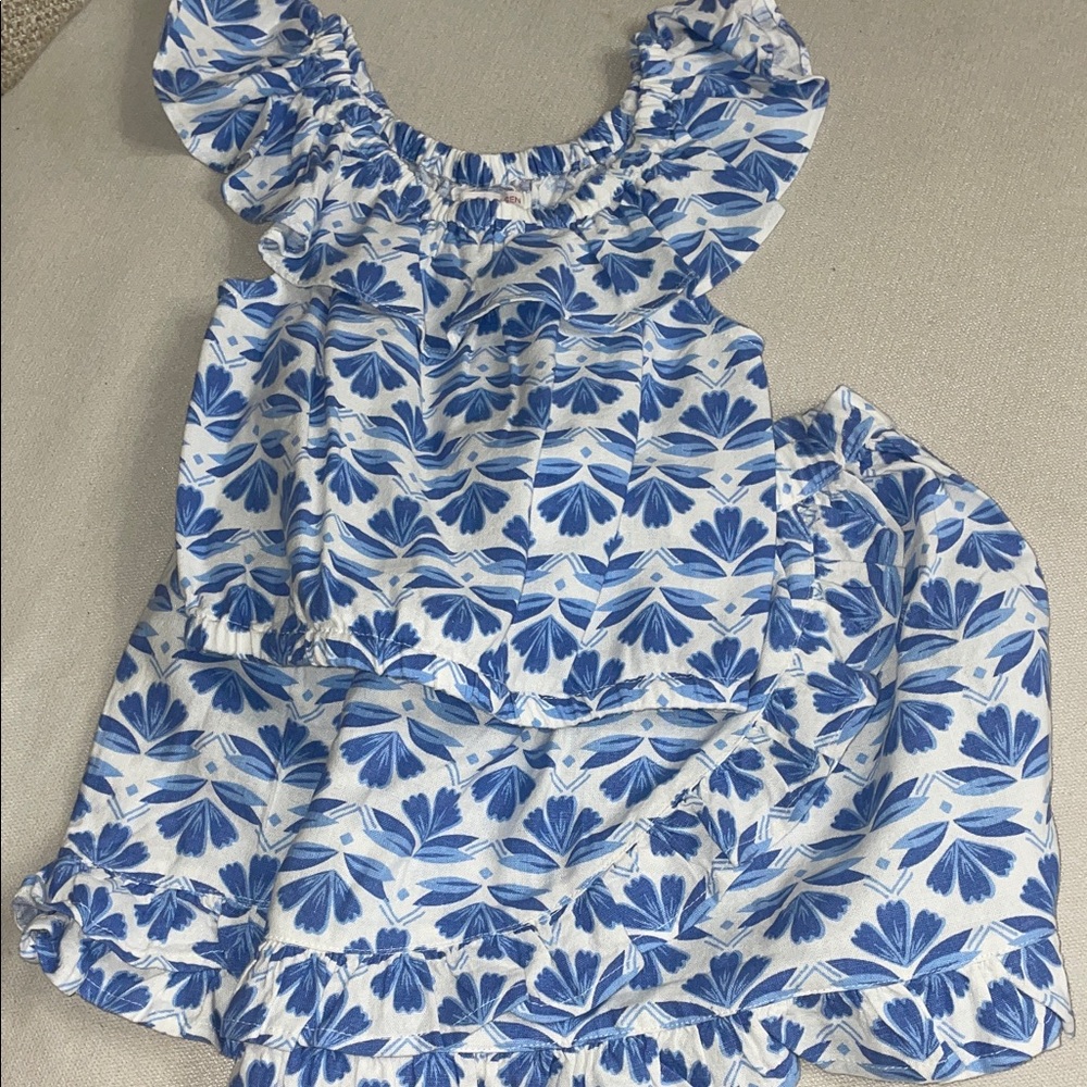 Blue Floral Kids Matching Skirt Set